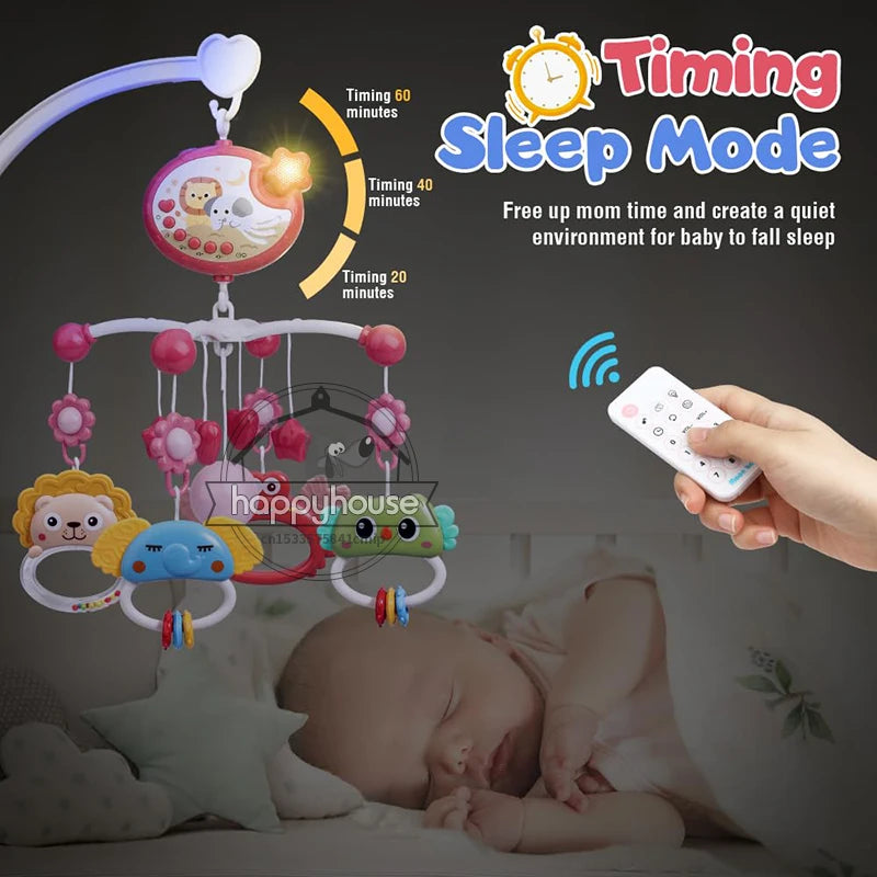 Musical Baby Crib Mobile – Light-Up Music Projection Toy with Remote Control for Infants 0–6 Months