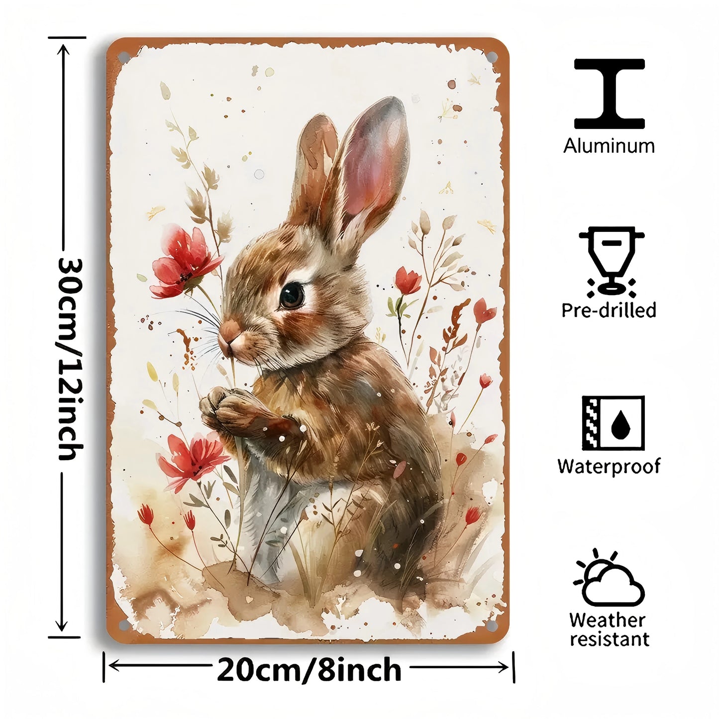 Charming Easter Bunny Metal Sign Perfect Gift for Family & Friends Cute Rabbit Wall Art for Home, Bar, Cafe Decor Garage Kitchen