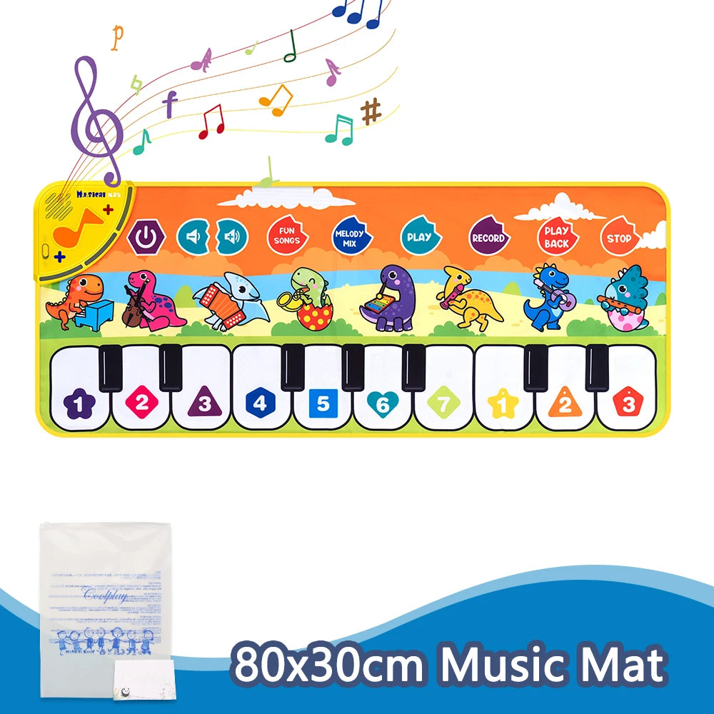 80x30cm Kids Music Piano Mat keyboard Dance Mat Toddler Floor Baby with 8 Animals Sounds Baby Mat Educational Toys for Kid Gifts