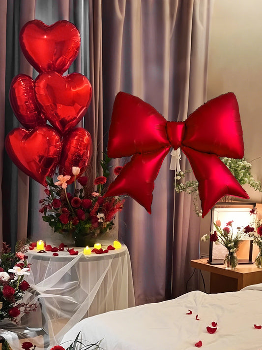 6pcs matte red bow balloons,for wedding bride gifts,Valentine's Day,Girlsfriend Princess,Themed Party