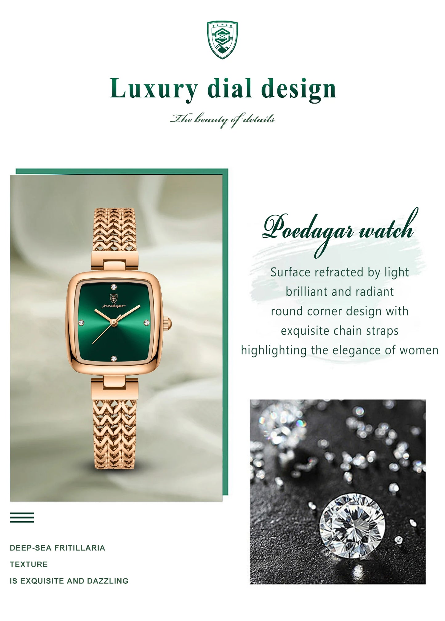 POEDAGAR Luxury Square Watch for Woman Waterproof Stainless Steel Women Quartz Watches Female Elegant Dress Simple Ladies Watch