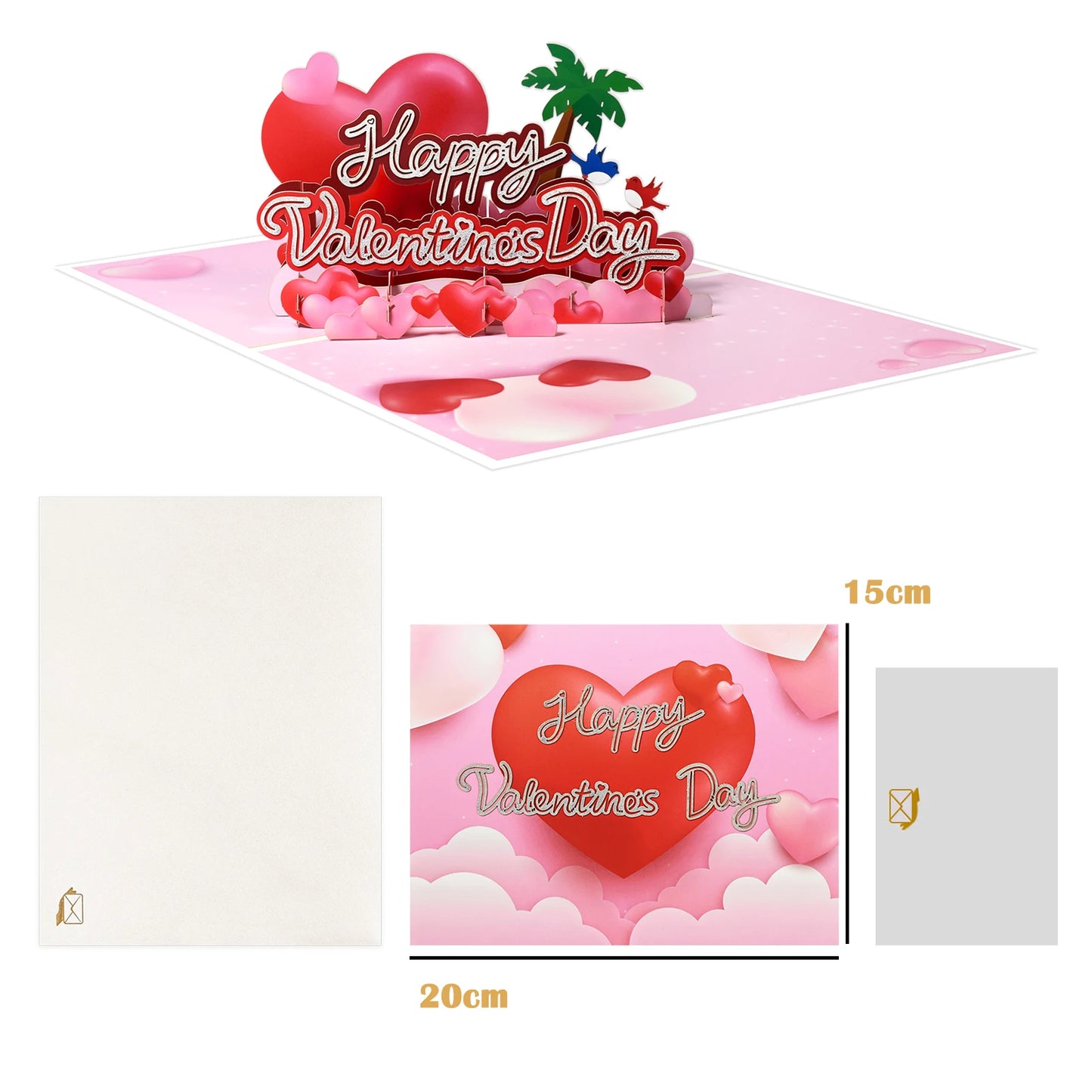 3D Love Pop Up Card for Valentine's Day Wedding Invitations Anniversary Wife Husband