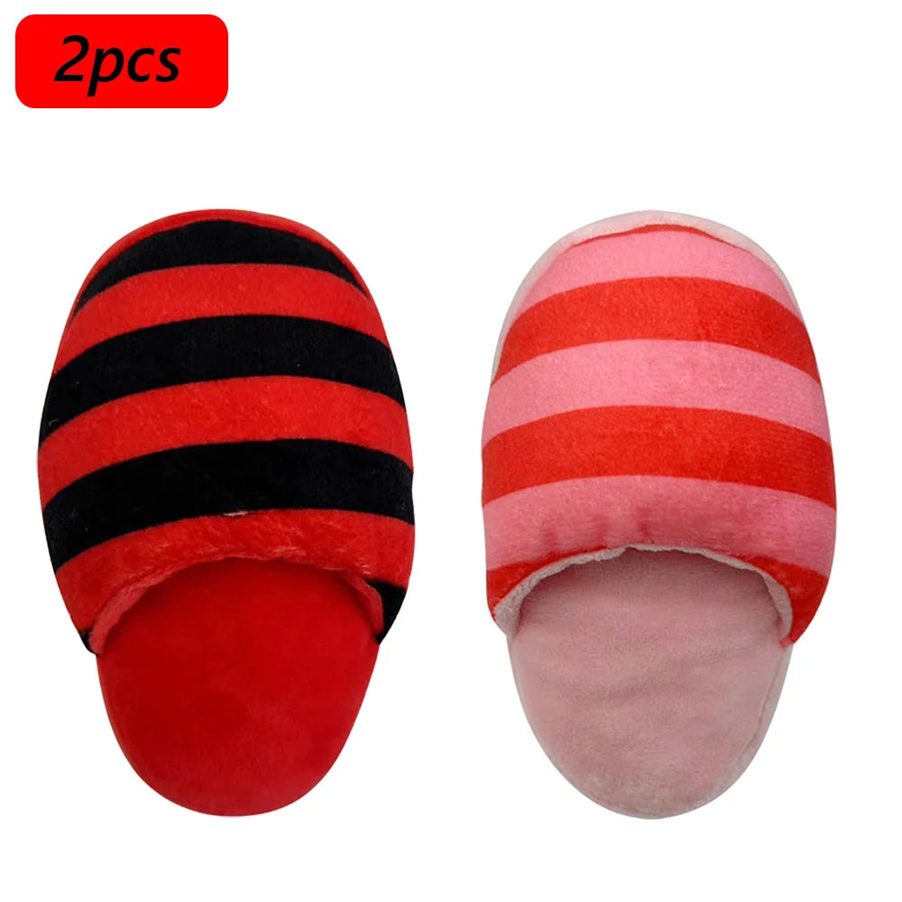 Puppy Chew Toy with Squeaker – Funny Plush Slipper for Small Dogs, Teeth-Cleaning Toy for French Bulldogs & Shiba Inus