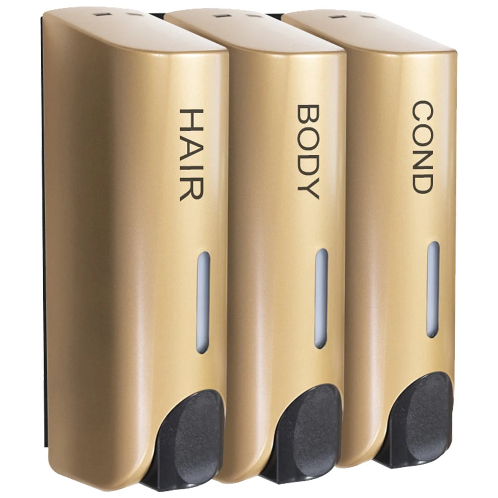 Triple 350ml Shower Bath Shampoo Dispenser Multi-Purpose Wall-Mount Body Wash Dispenser Large Capacity for Bathroom Accessories