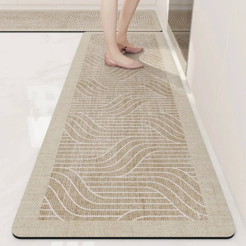 Kitchen Floor Mat Anti-slip Oil-proof Carpet Pvc Leather Waterproof Foot Mats Long Rug Brown Beige Home Decoration Rugs 주방 카펫
