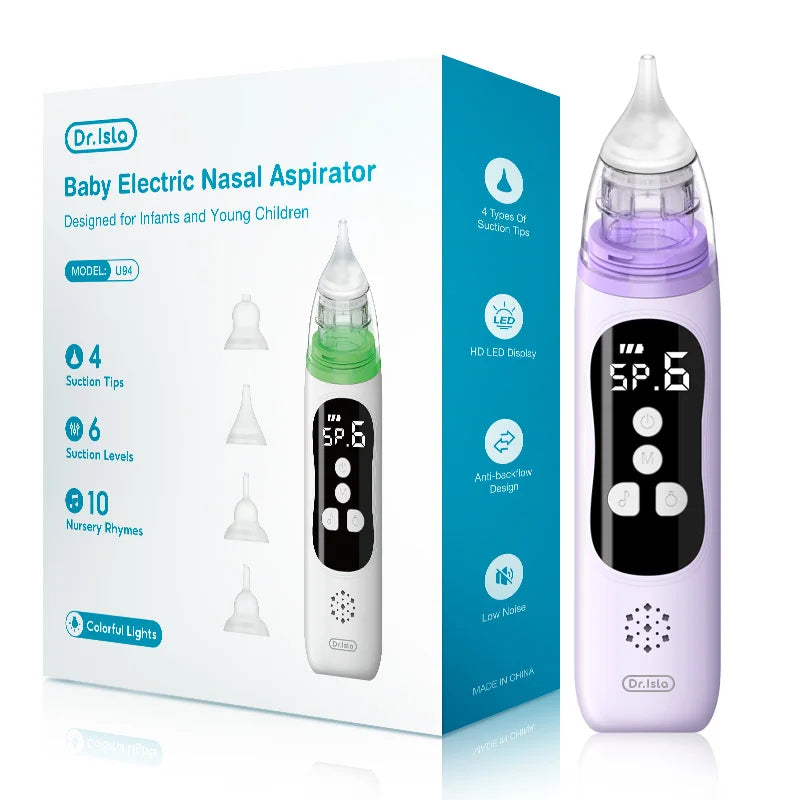 MAMIJOY Baby Electric Nasal Aspirator Nose Suction Device＆Food Grade Silicone Mouthpiece 6 Suction Modes and Soothing Music U94