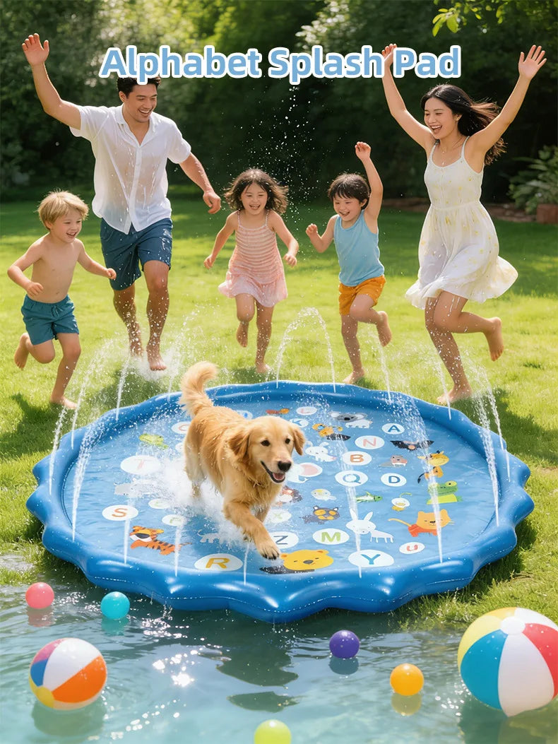 90 Cm Inflatable Water Play Mat Alphabet Beach Spray Mat Children Play Mat Summer Outdoor Backyard Water Toy Children