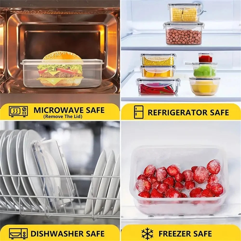 Kitchen Food Containers 12pcs-set, BPA FREE Lunch Box Sugar Cereals Storage Container
