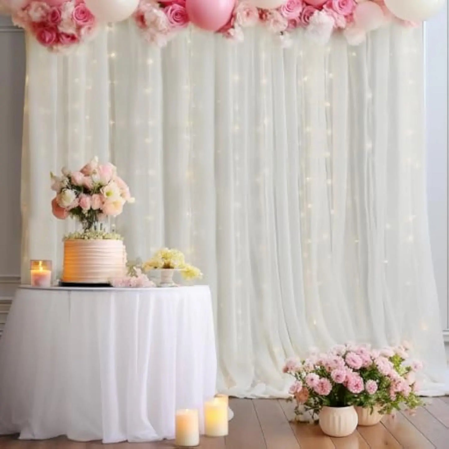 1 Set/2 Pieces - Tulle Backdrop Curtains, Sheer Backdrop Curtains for Birthday Party Wedding Spring Party, Photography Backdrop