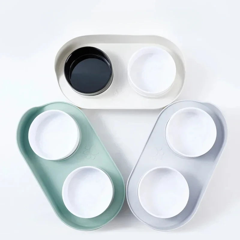 Adjustable Cat Double Bowls Feeder Bowls
