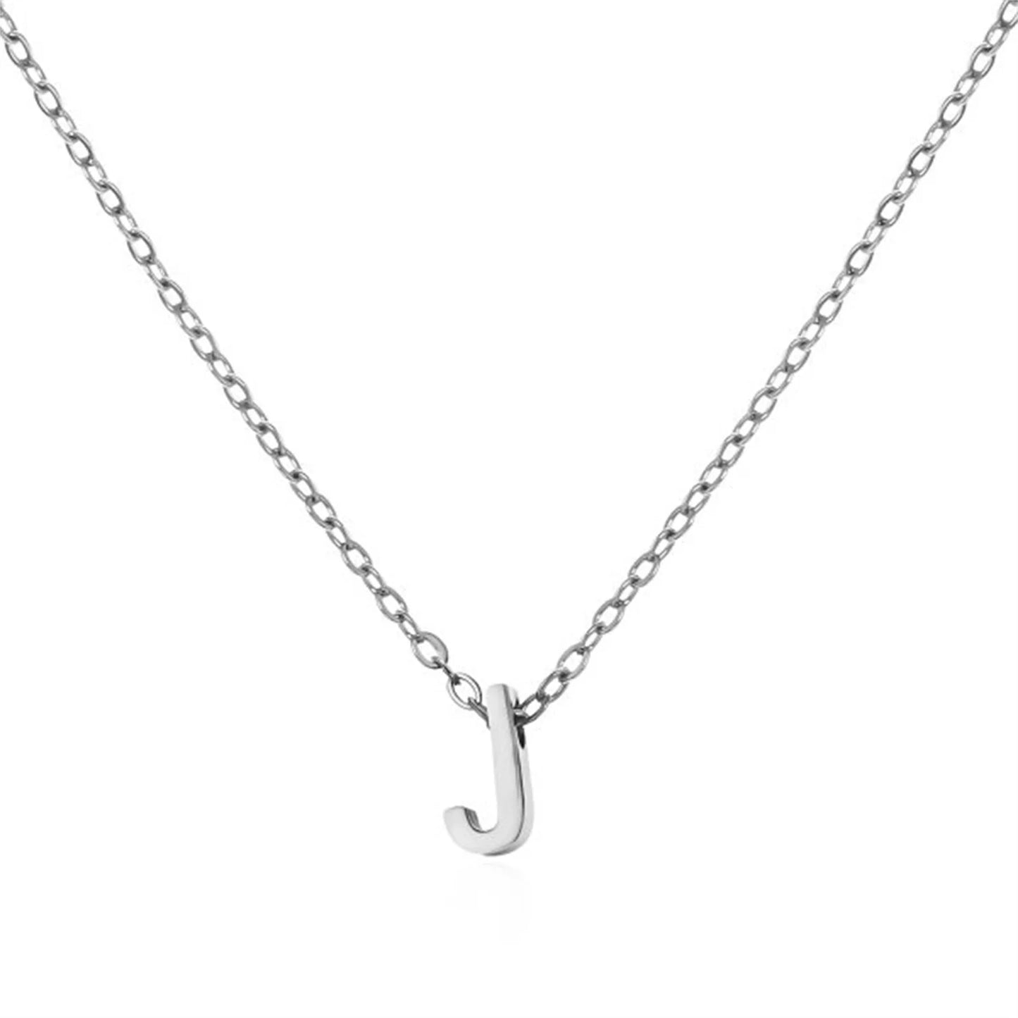 Silver Color Tiny A-Z Initial Letter Necklace for Women Stainless Steel 26 Alphabet Name Pendant Necklaces Jewelry Birthday Gift
