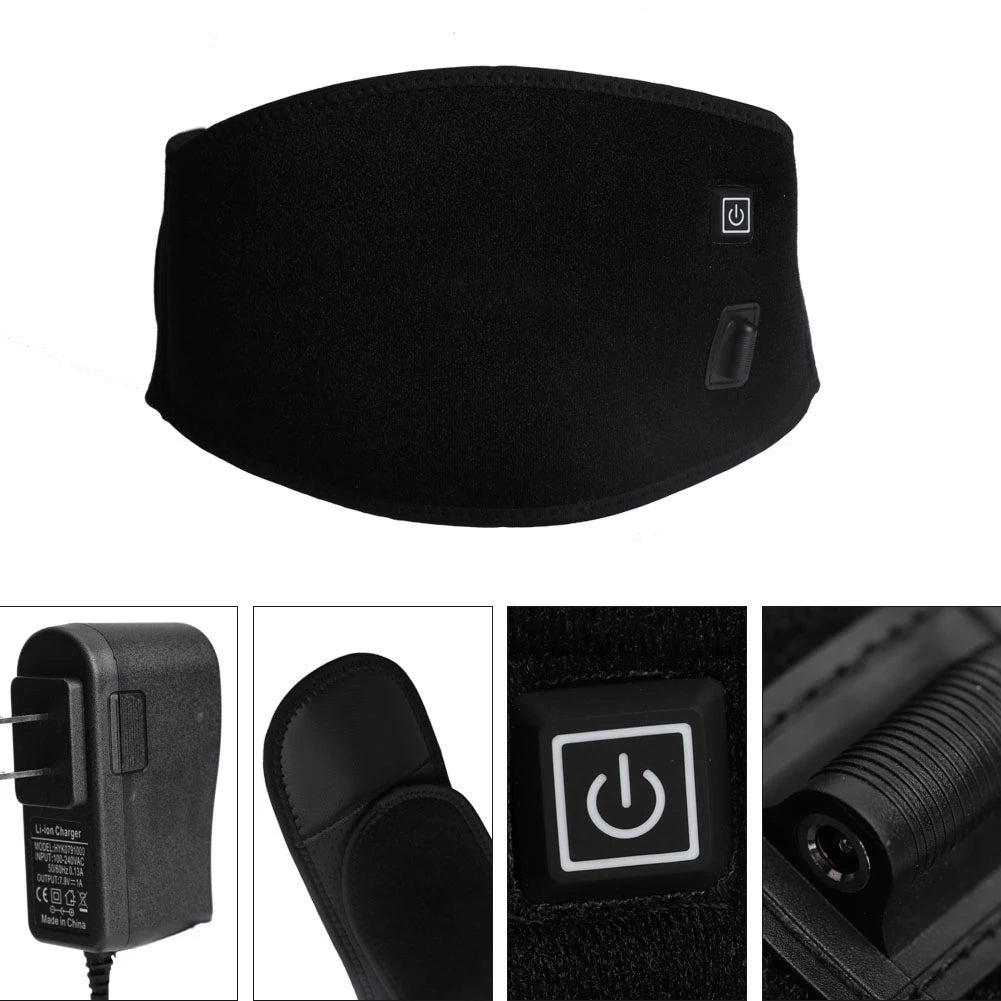Heat Therapy Waist Pad Heating Waist Belt Brace For Pain Relief Lower Back Therapy Lumbar Black Waist Heating Pad Belt