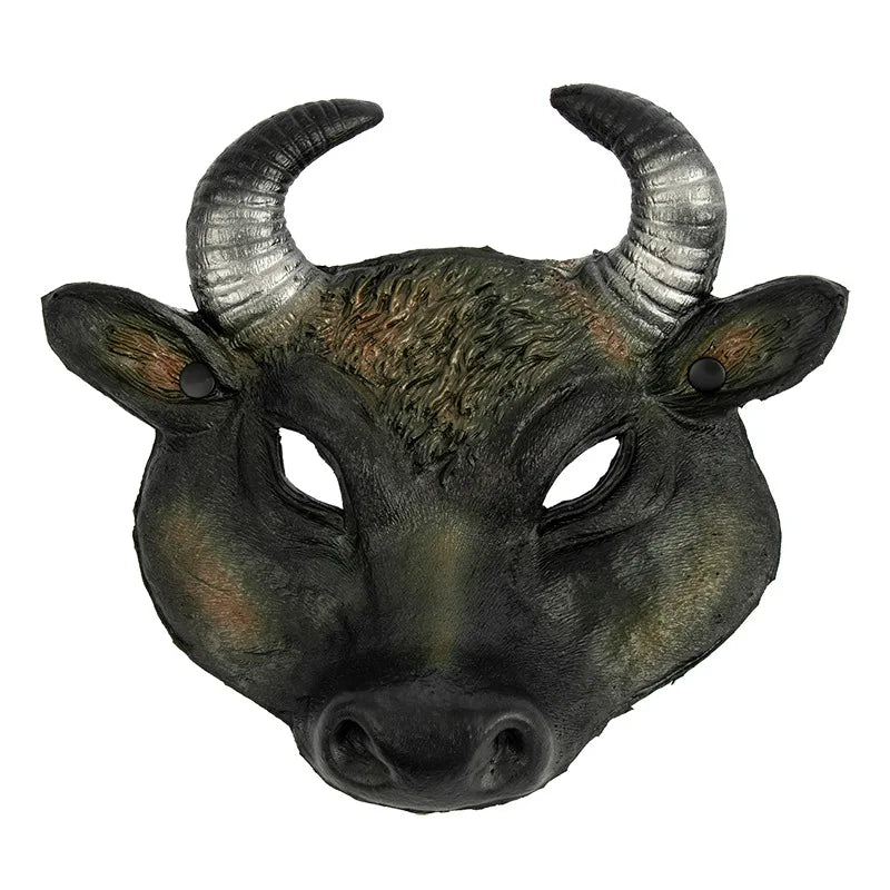 Halloween Mask Easter Carnival Party Cosplay Props Half Face PU Foam Realistic Animal Buffalo Bull Head Mask Costume Accessories