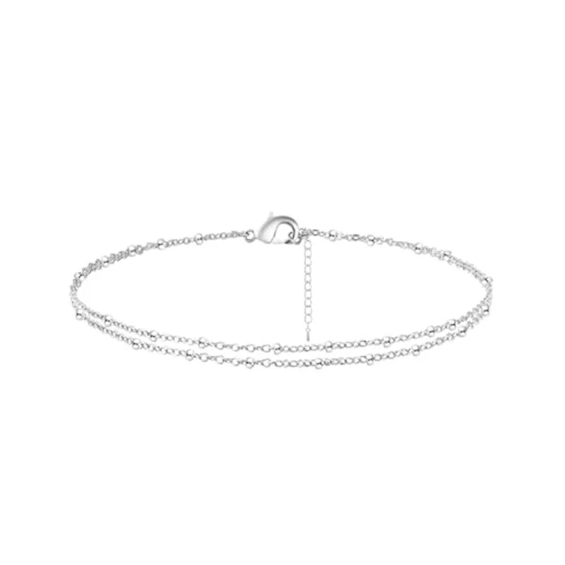 14K Gold Silver Plated Layered Beads Anklets Bracelets
