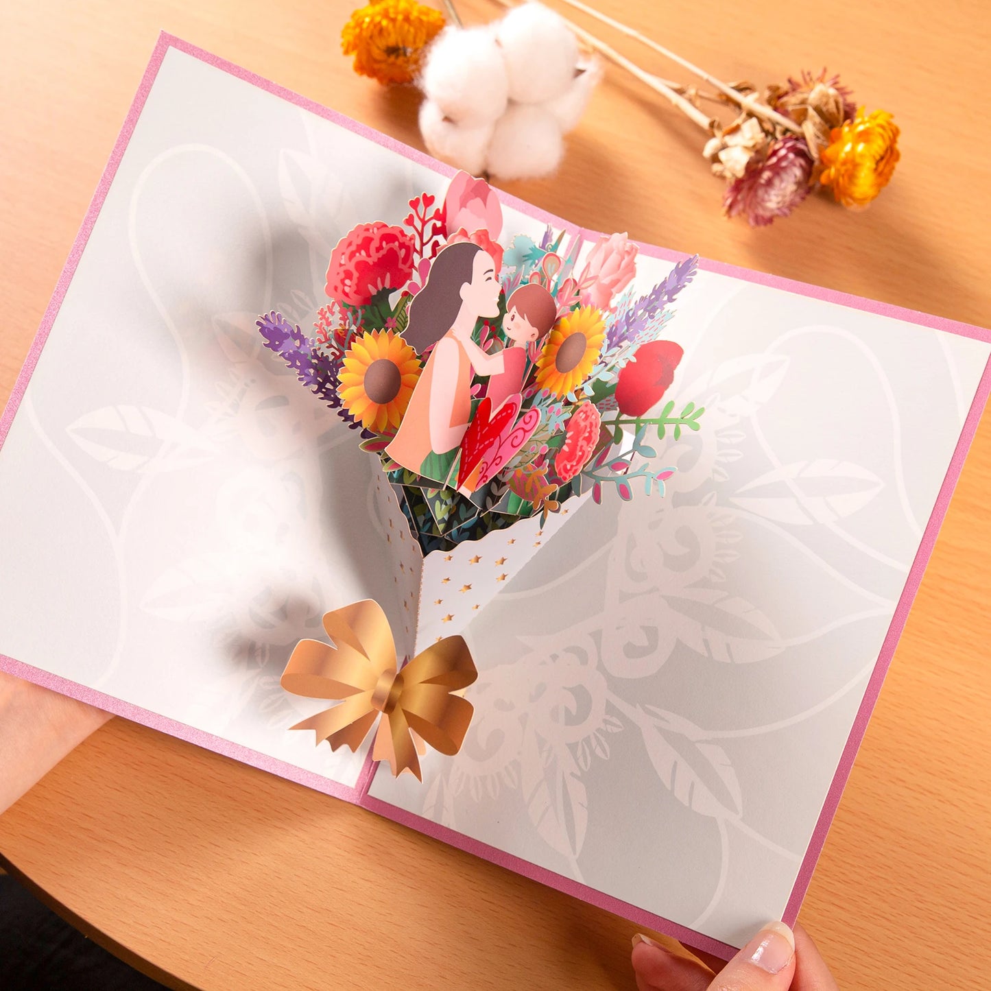 Pop-Up Flower Card Flora 3D Greeting Card for Birthday Mothers Father's Day Graduation Wedding Anniversary Get Well Sympathy