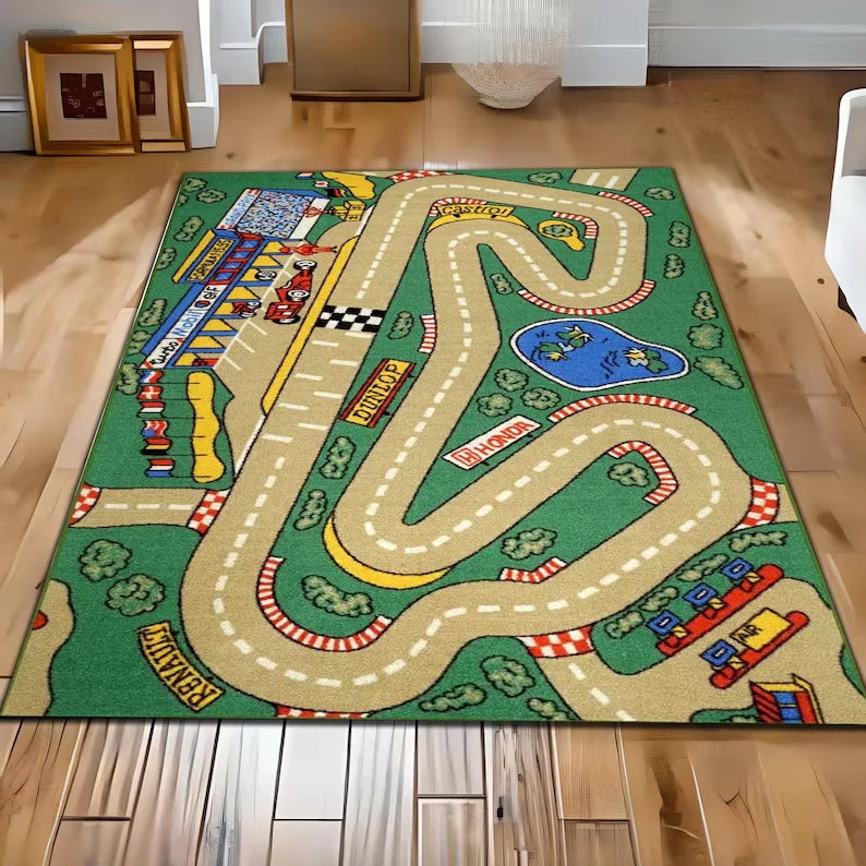 Kids City Road Play Mat Rug Soft Non-Slip Educational Town Traffic Carpet Fun City Map Design Children's Playroom Floor Mat