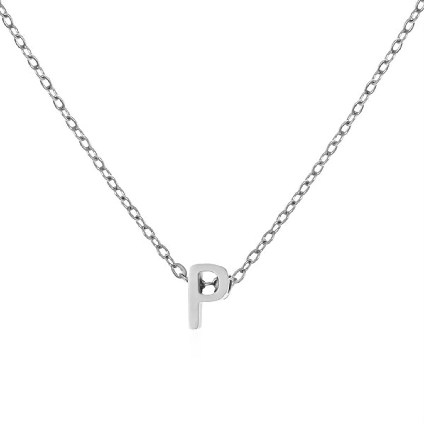 Silver Color Tiny A-Z Initial Letter Necklace for Women Stainless Steel 26 Alphabet Name Pendant Necklaces Jewelry Birthday Gift