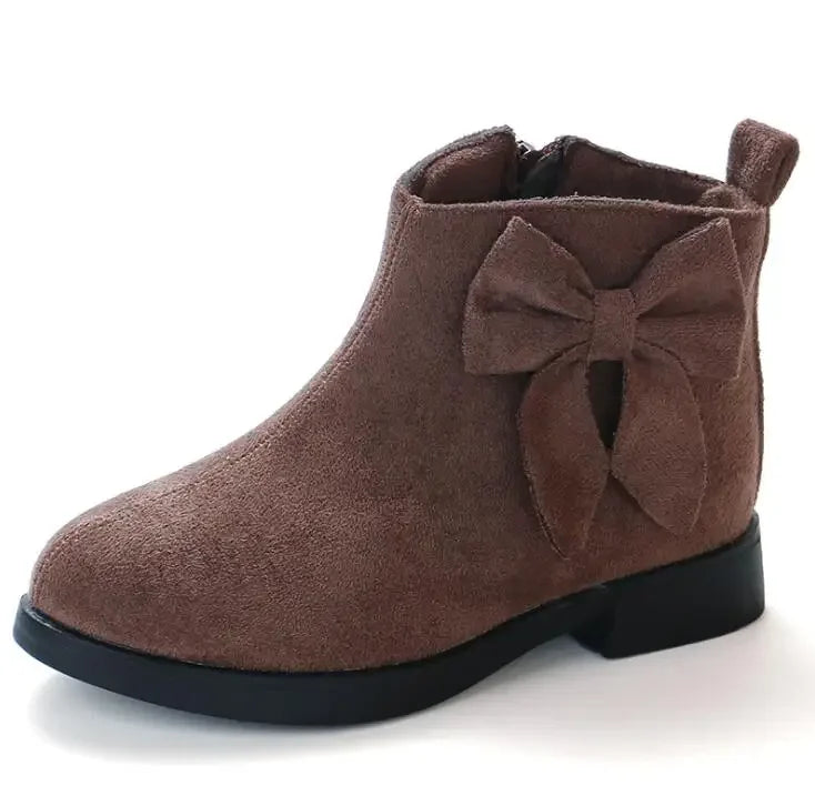 2023 Girls Boots Leather Sport Shoes For Girls Children Warm Boots Fashion Soft Bottom Princess Snow Boots Kids Sneakers