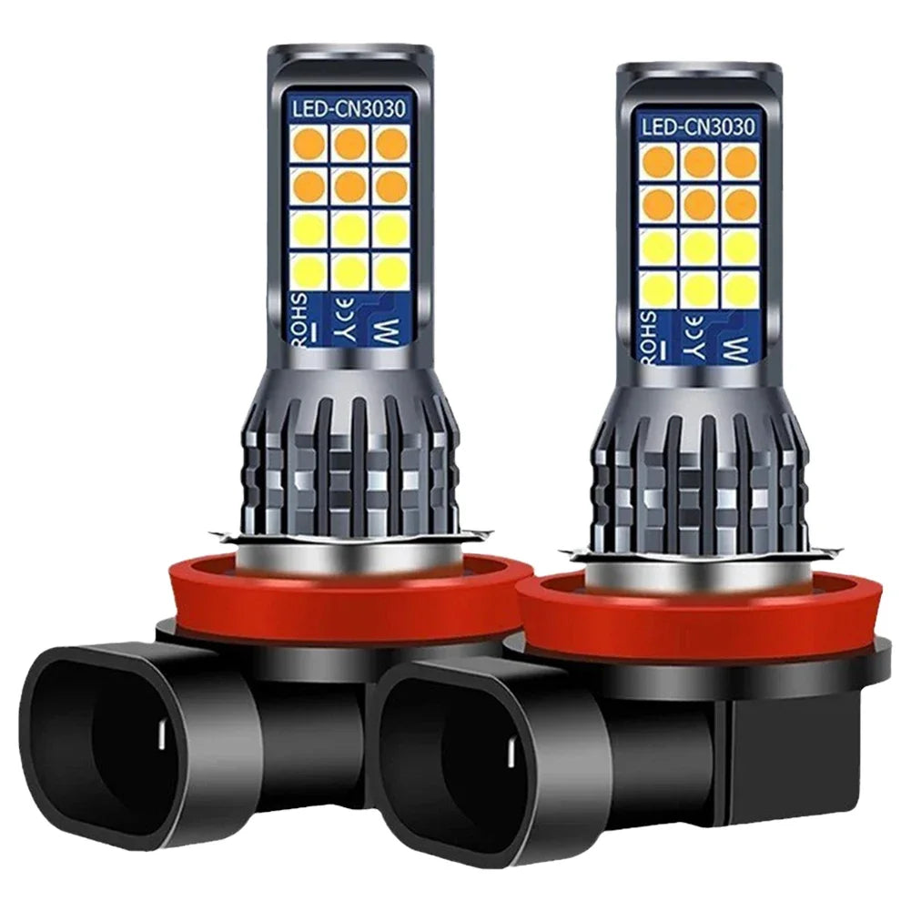 2Pcs Dual Color Car Fog Light Bulb DC 10-30V 35W H11 H8 Auto Fog Lamp 3000-6000K Car LED Fog Lamp Yellow White IP67 Waterproof