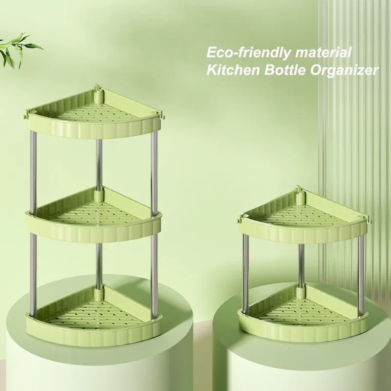 Kitchen Spice Rack Shelf Countertop Corner Multifunctional Seasoning Supplies Rack Saving Spice Rack Organiser with Hooks