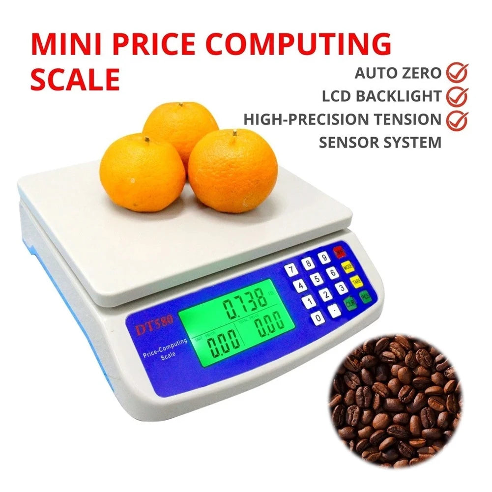 40kg/1g Large Digital Kitchen Scale with Tare Function Price Computing Scale Stainless Steel Counting Scale for Meat Vegetables