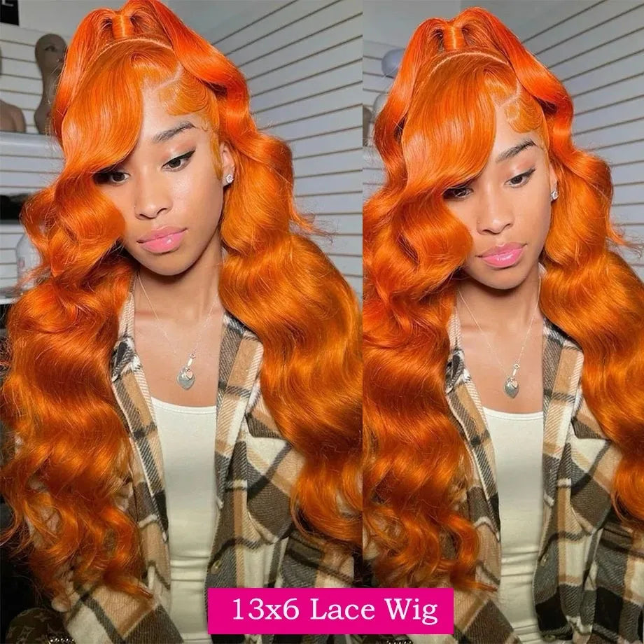 30 36 Inch Body Wave Ginger Orange 13x6 HD Lace Front Wigs 220 Density Colored Preplucked Wig 13x4 Lace Frontal Wigs For Women