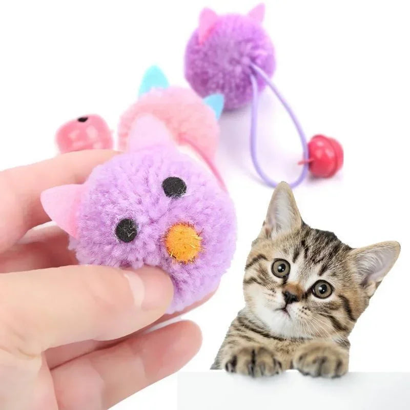 Cat Toys Interactive Plush Mouse Head Shaped Pet Toys With Bell Kitten Cats Playing Scratch Training Toy