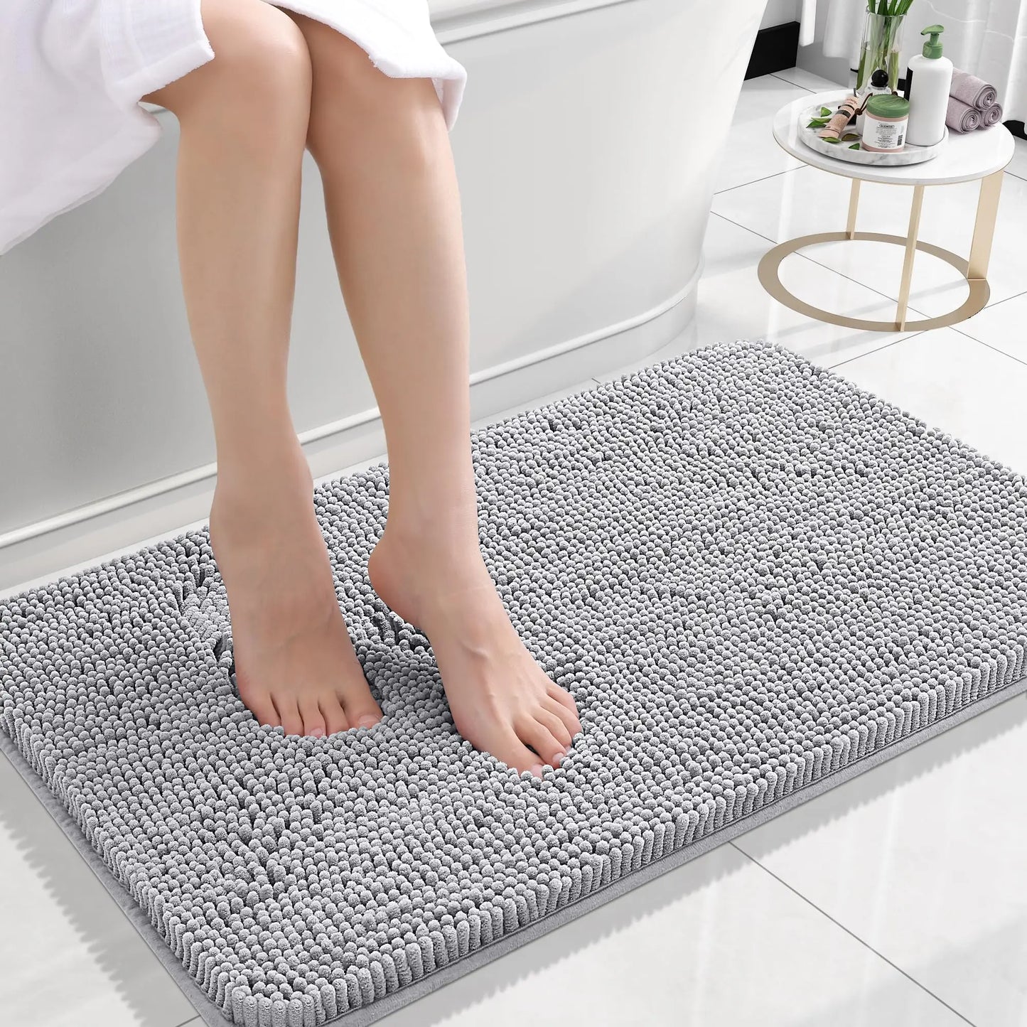 Homaxy Chenille Plain Hairy TPR Material Door Mat Indoor Non Slip Door Mat Dirt Trap Absorbent Mat Absorbs Water Bathroom Mat