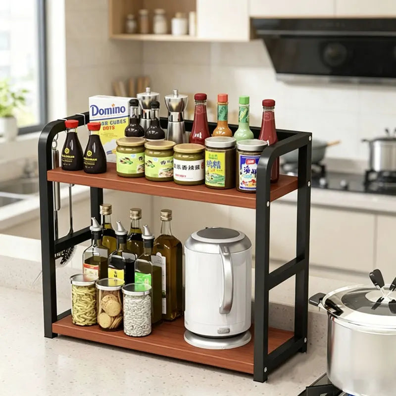 2-Tier Metal Countertop Rack – Space-Saving Kitchen Storage Organiser