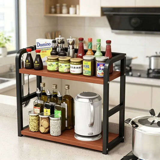 2-Tier Metal Countertop Rack – Space-Saving Kitchen Storage Organiser
