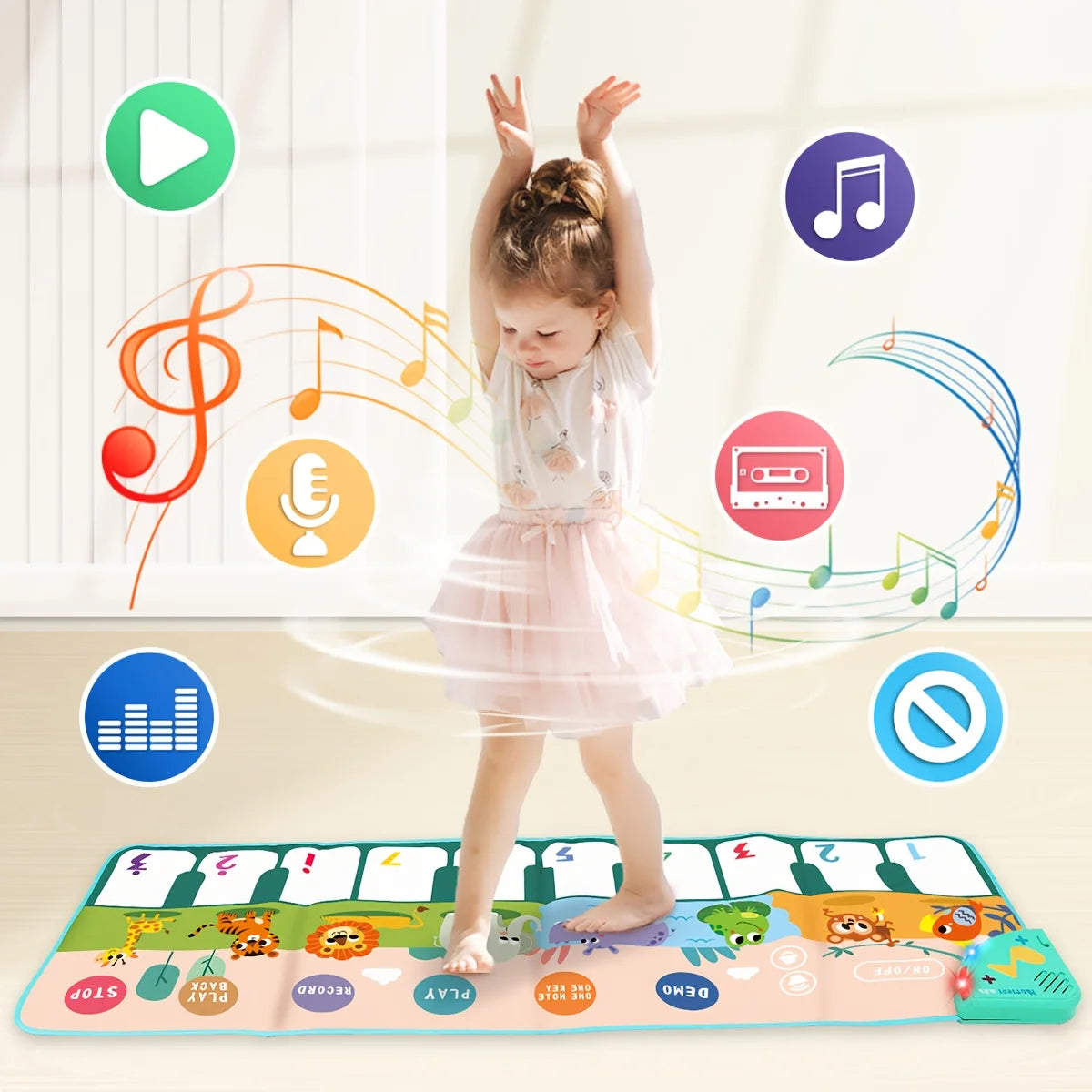 Kids Musical Piano Mats with Music Sounds,Musical Toys Floor Piano Keyboard Mat Blanket Touch Playmat Early Education Toys