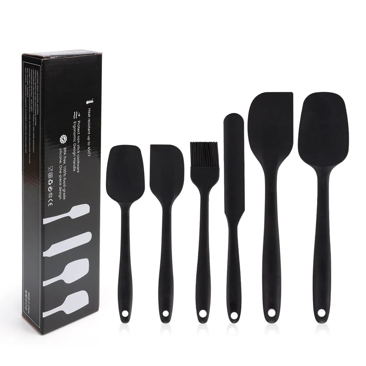 Silicone kitchenware 6-piece set, cream integrated scraper, spatula, oil brush, size scraper set