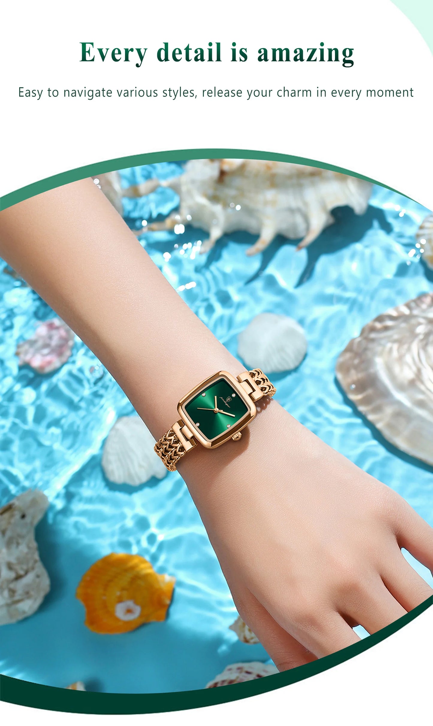 POEDAGAR Luxury Square Watch for Woman Waterproof Stainless Steel Women Quartz Watches Female Elegant Dress Simple Ladies Watch