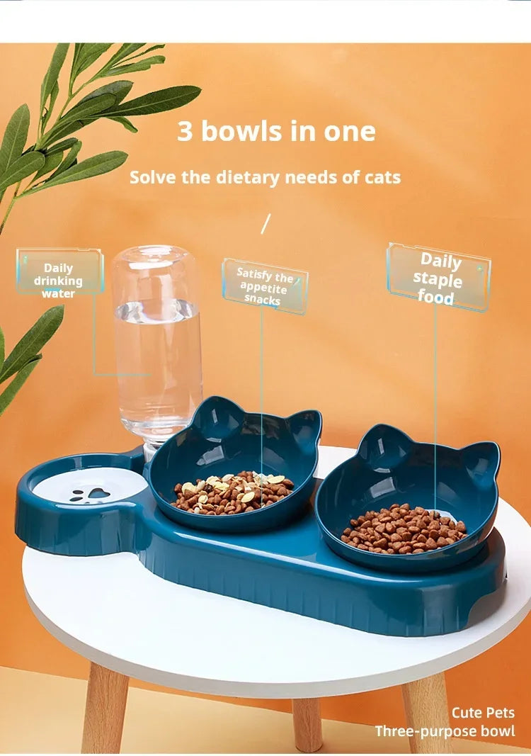 Dual-Purpose Pet Bowl with Water Dispenser – Automatic Drinking & Feeding for Cats and Dogs