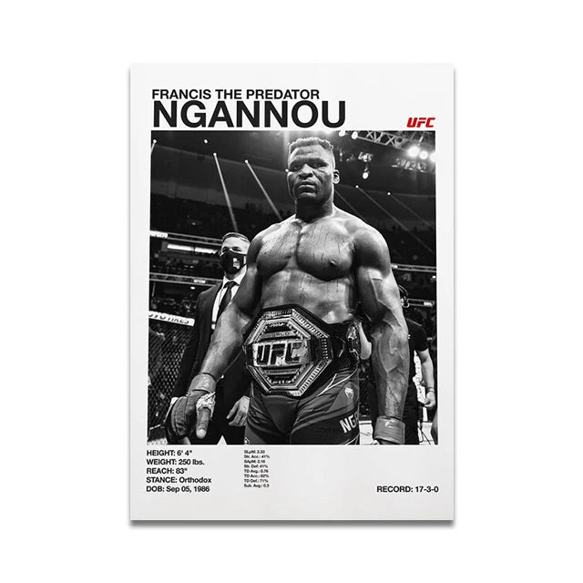 MMA Boxing Fighting Star Canvas Wall Art Print Poster