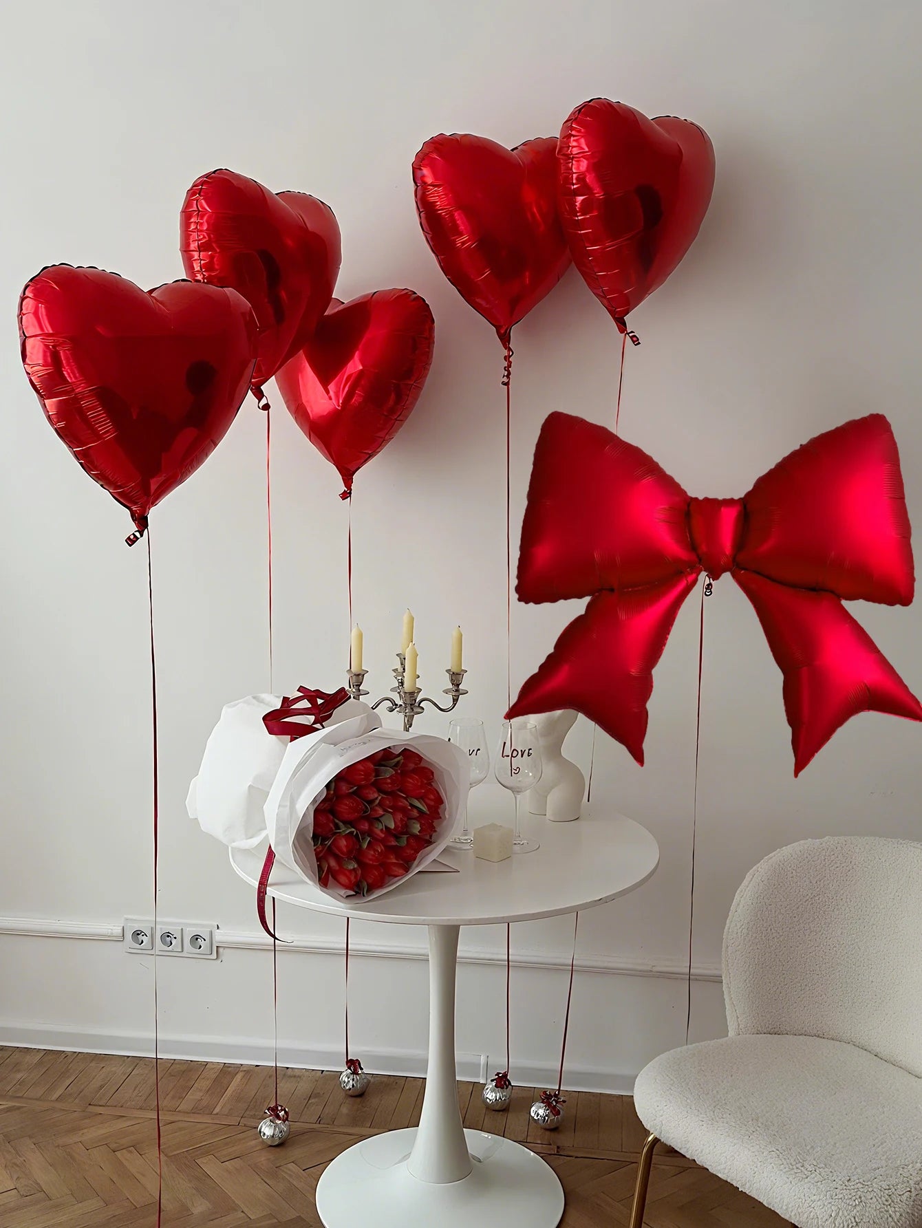 6pcs matte red bow balloons,for wedding bride gifts,Valentine's Day,Girlsfriend Princess,Themed Party