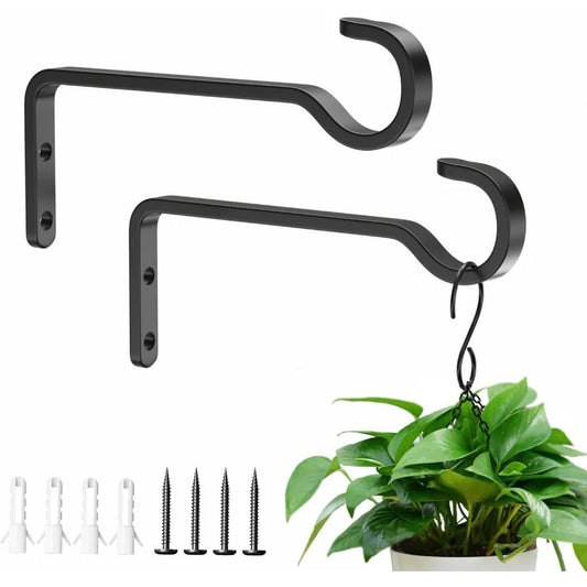 6 Inch 2 Pack Heavy Duty Outdoor Plant Hangers for Plants Iron Plant Brackets with Metal Plant Hooks for Hanging Lantern Bird F
