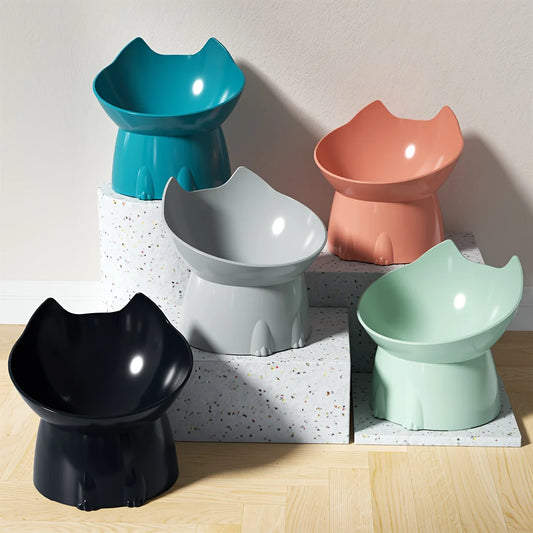 Elevated Pet Feeder for Cats & Dogs - Neck-Friendly, Anti-Tip Slanted Bowl for Food and Water