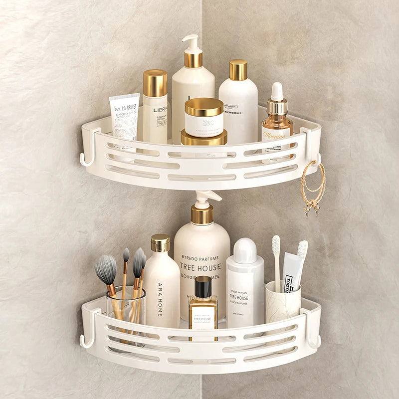 Modern Bathroom Corner Organiser Rack Self Adhesive Shower Shelf For Cosmetics Toiletries Storage Valentines Day Gift Home Decor