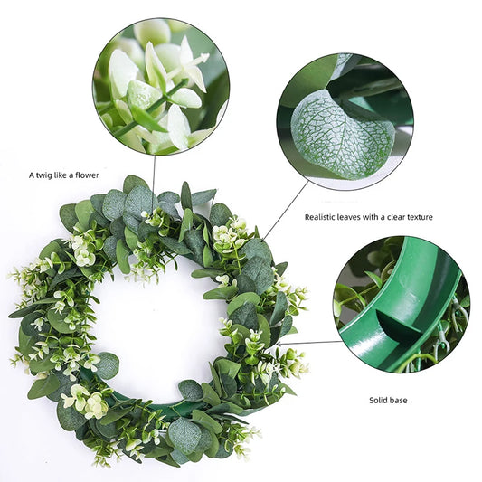 Eucalyptus Wreath Flowers Gifts DIY Christmas Creative Artificial Garland Hanging Pendants Wedding Decoration Home Party Decor