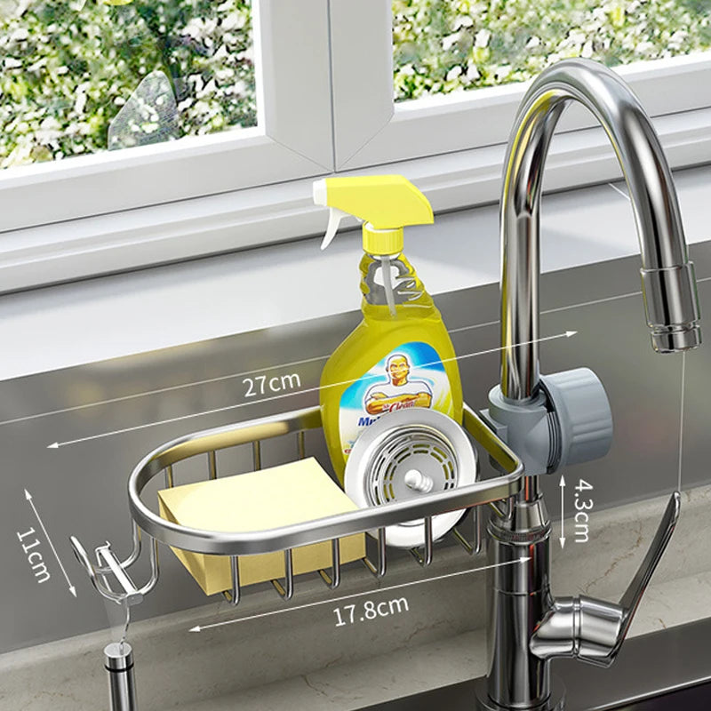 Bathroom Faucet Storage Rack Shower Shampoo Soap Holder Adjustable Kitchen Sink Rag Sponge Drain Rack Bathroom Accessories