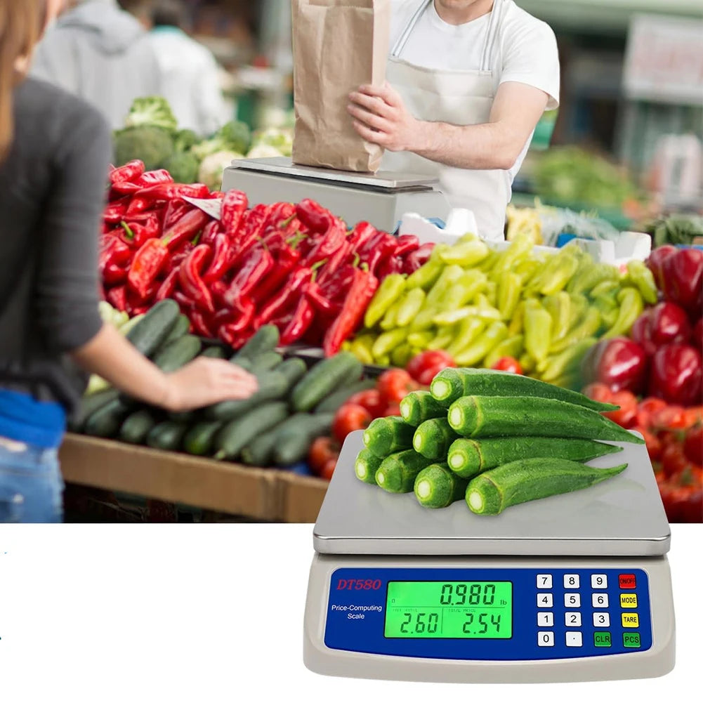 40kg/1g Large Digital Kitchen Scale with Tare Function Price Computing Scale Stainless Steel Counting Scale for Meat Vegetables