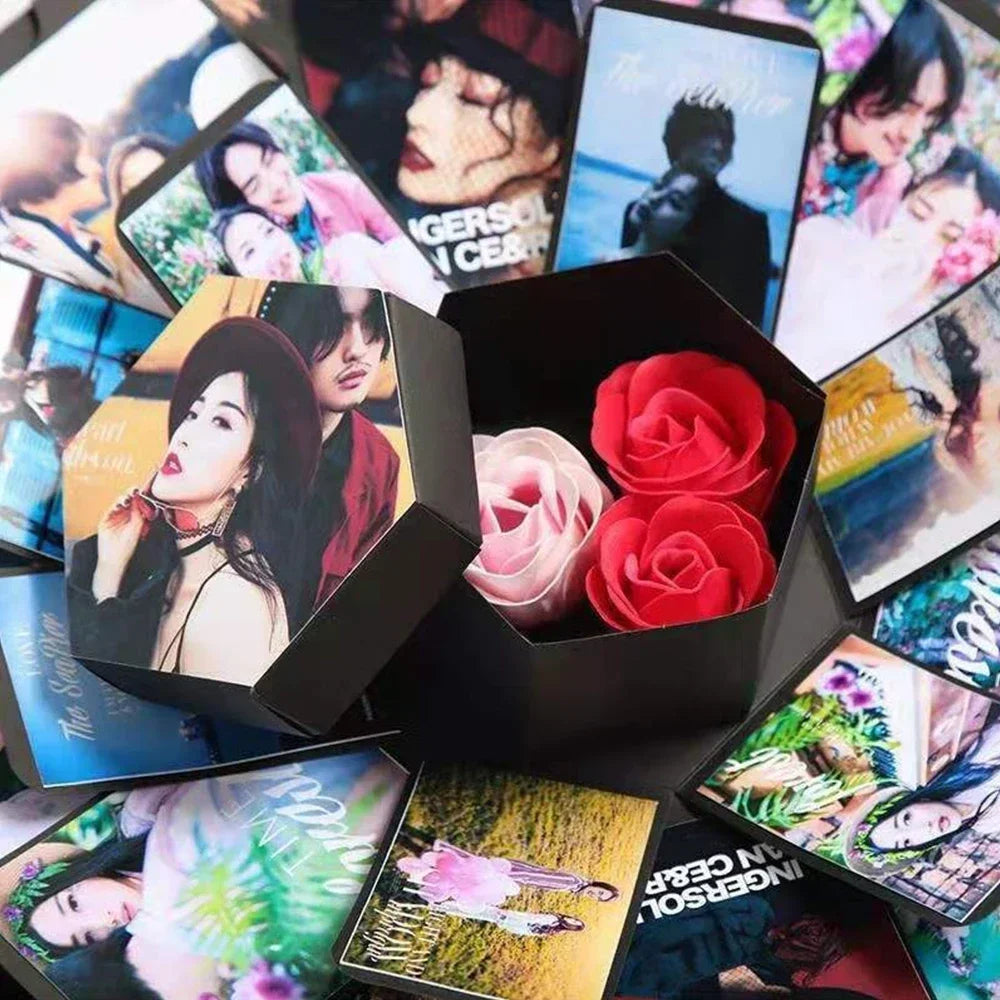 DIY Hexagonal Photo Album Box Scrapbook Lovely Surprise Explosion Couple Box Love Memory Anniversary Valentine's Day Love Gift