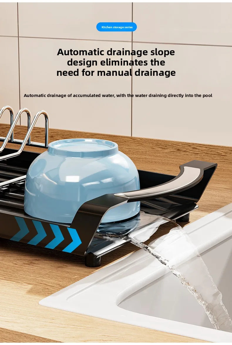 1pcs Expandable Small Dish Drying Rack Dish Racks for Kitchen Counter Dish Drainer with Removable Cutlery Holder