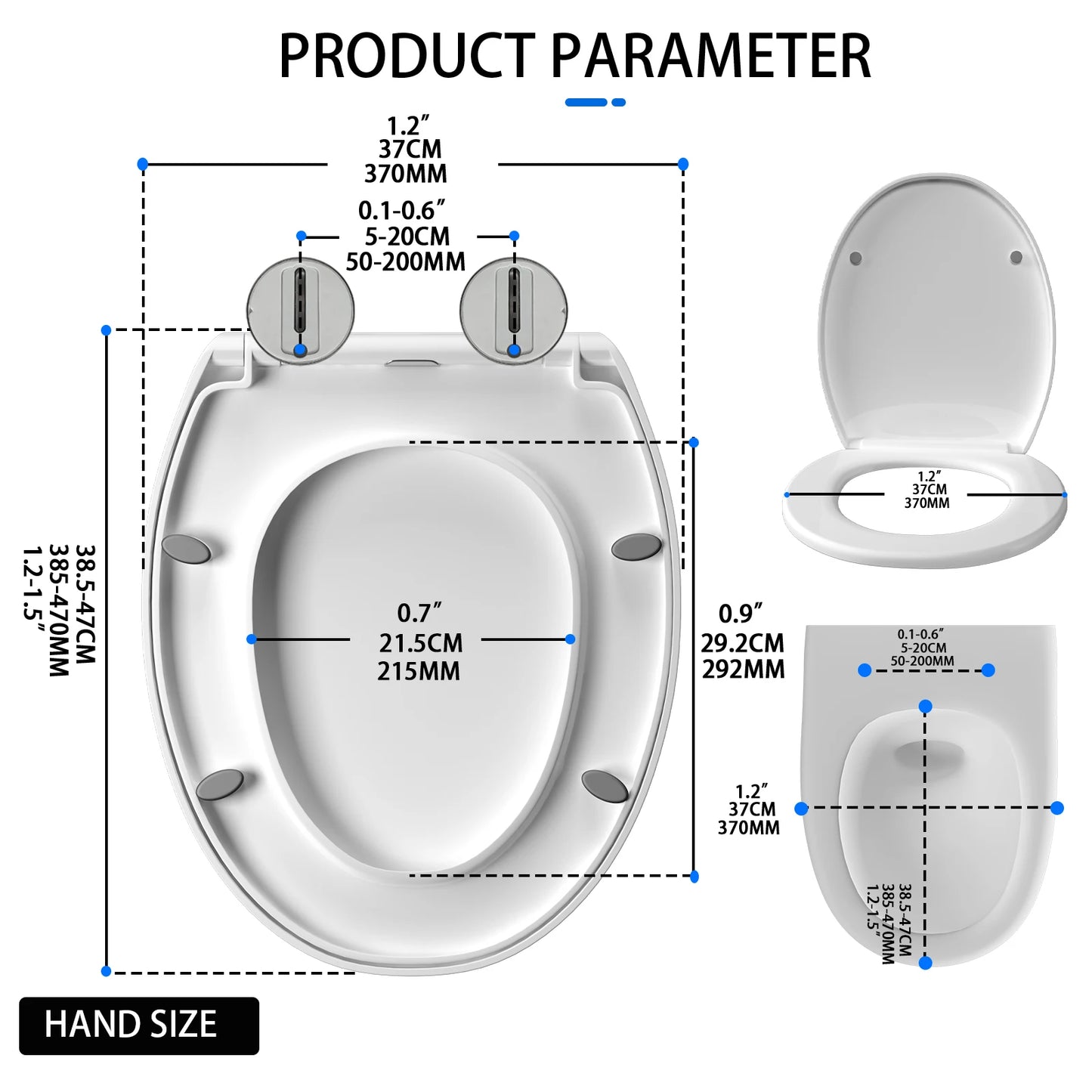 BRIEFNESS O-Type Toilet Seat Slow-Close Oval Cover - Durable Quick-Release Hinges, Anti-Scratch Easy Install Compact Commode Lid