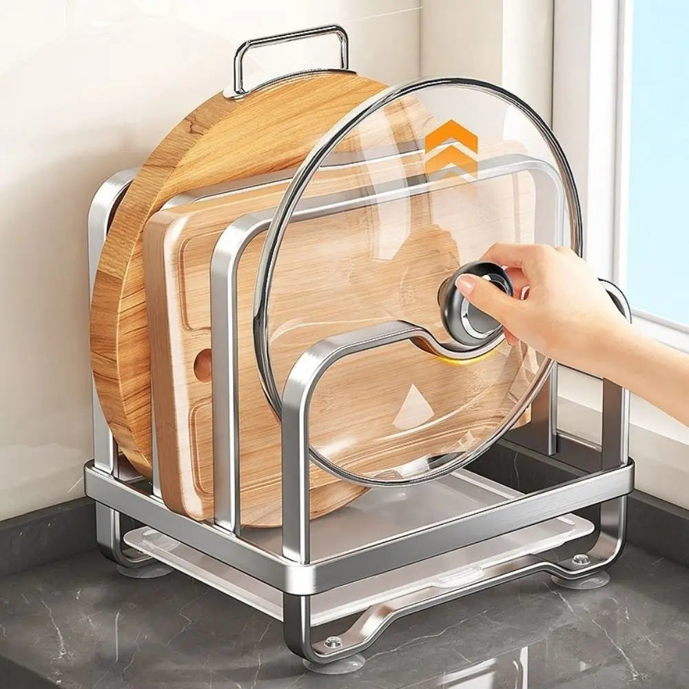 Vertical Cutting Board Holder Rustproof Anti-slip Pot Lid Storage Rack Moisture-proof Space Saving Chopping Board Organiser