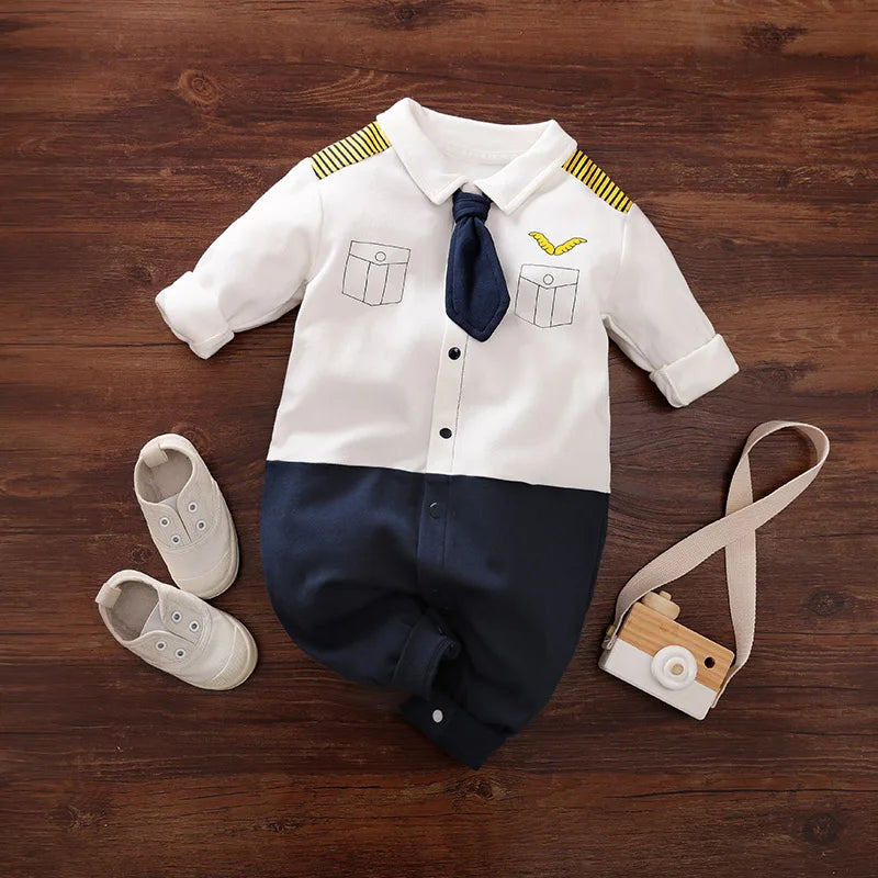 Newborn Clothes Handsome Airplane Long Dress Cotton Soft 0-18 Boys And Girls Spring andAutumn Long Sleeved Baby Jumpsuit