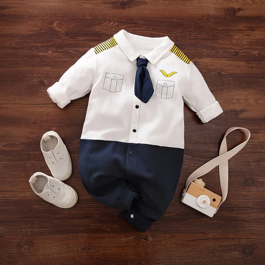 Newborn Clothes Handsome Airplane Long Dress Cotton Soft 0-18 Boys And Girls Spring andAutumn Long Sleeved Baby Jumpsuit