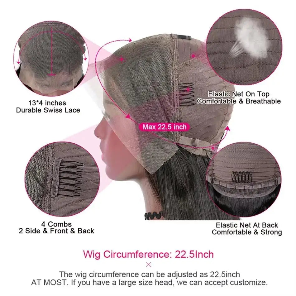 13x4 Straight Lace Frontal Bob Wig Pre Plucked Human Hair Wigs Brazilian Remy Bone Straight Short Bob Wig For Women 10-14 Inch