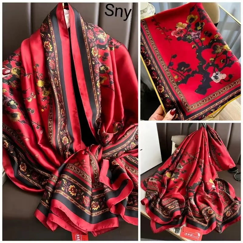 Tensili Brocade Satin Scarf Printed Silk Shawls